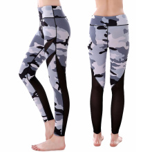 Popular in stock camouflage print women finness sports pants mesh yoga leggings